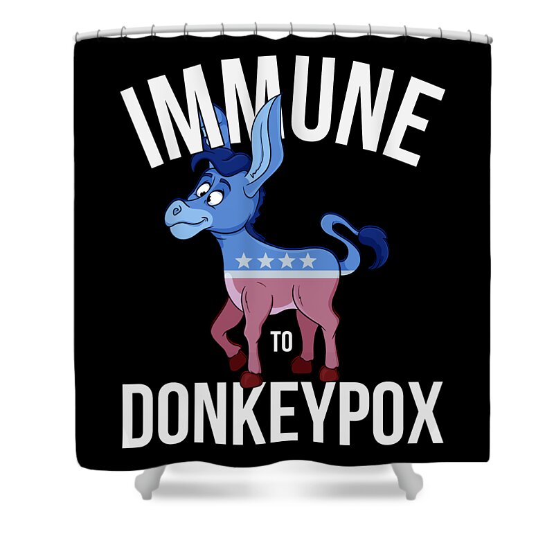 Funny Shower Curtain featuring the digital art Immune to Donkey Pox by Flippin Sweet Gear