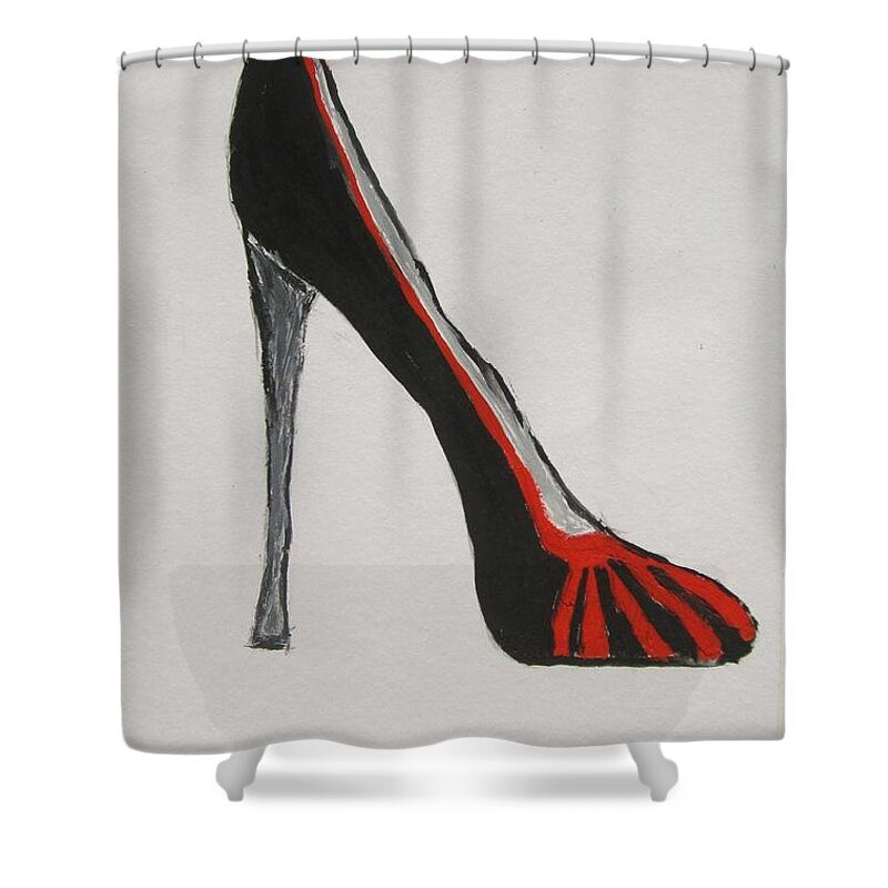 Fantasy Heel Shower Curtain featuring the painting Impossible Heel by Jennylynd James