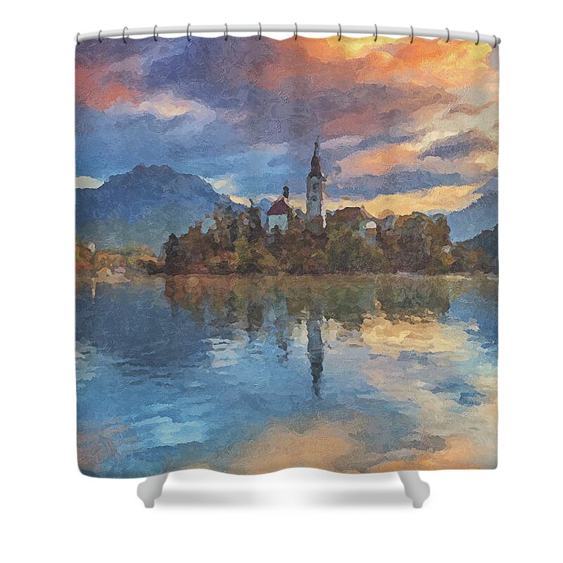 Europe Shower Curtain featuring the photograph Impressionistic Bled by Elias Pentikis