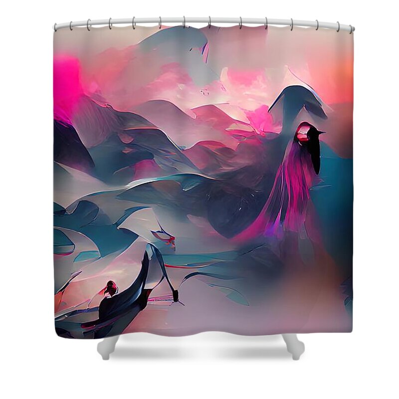 Abstractions Shower Curtain featuring the digital art In a Far Away Galaxy by Alexander Fedin
