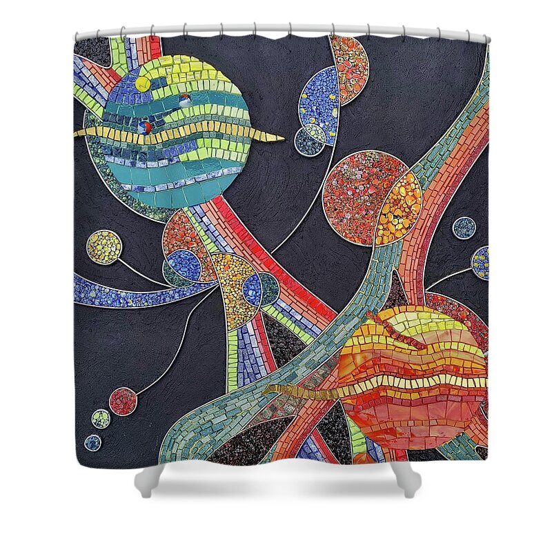 Mosaic Shower Curtain featuring the glass art In Another Galaxy by Adriana Zoon