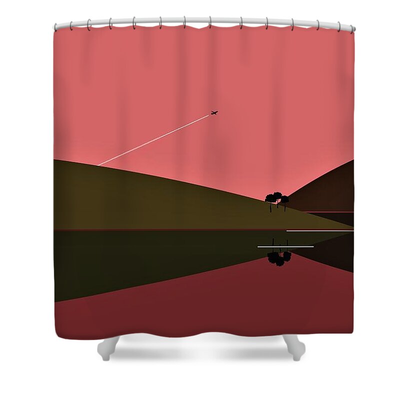 Flying Shower Curtain featuring the digital art In Flight by Fatline Graphic Art