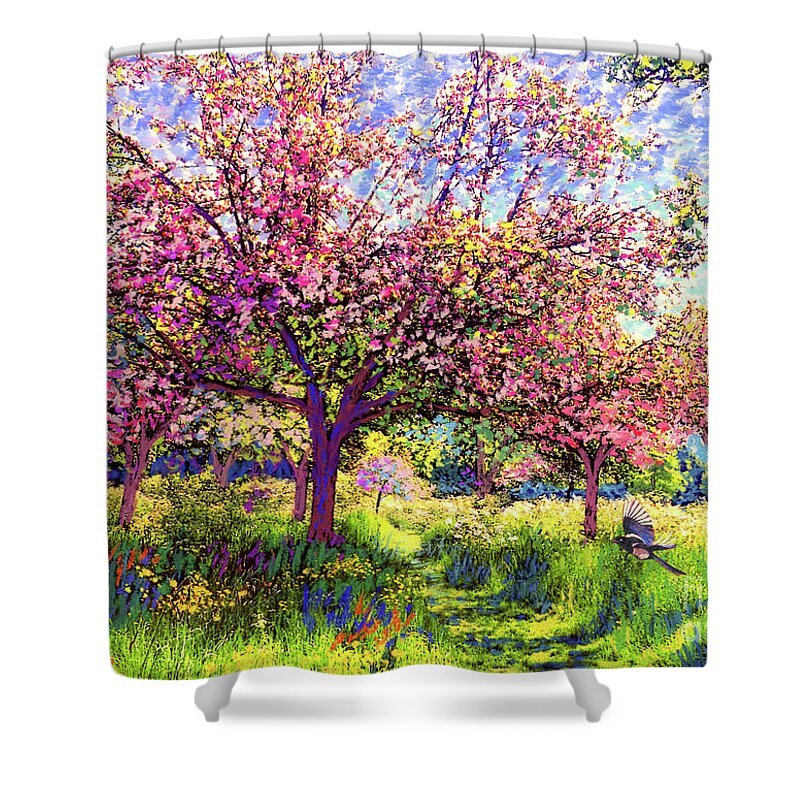 Floral Shower Curtain featuring the painting In Love with Spring, Blossom Trees by Jane Small