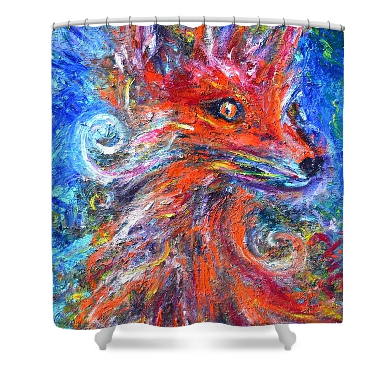 Fox Shower Curtain featuring the painting In memory of the fox by Chiara Magni