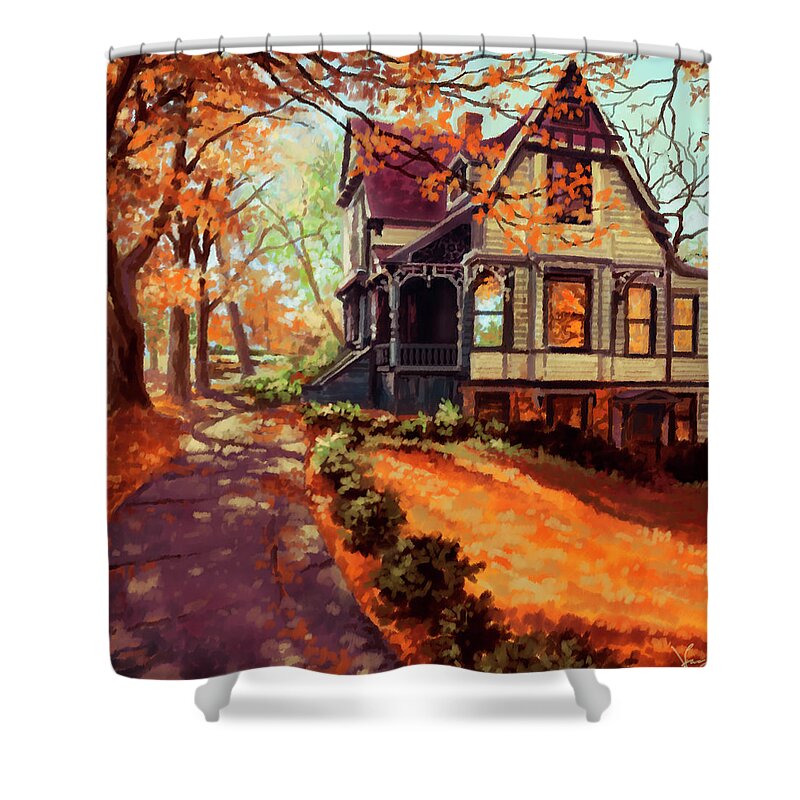 Home Shower Curtain featuring the painting In my home town by Hans Neuhart