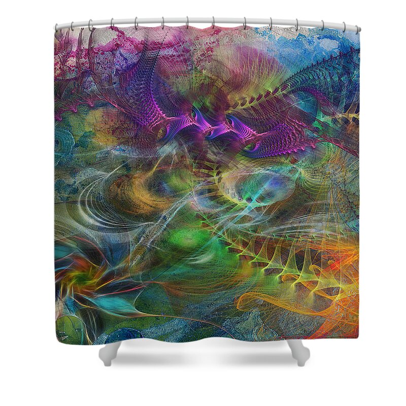 In The Beginning Shower Curtain featuring the digital art In The Beginning by Studio B Prints