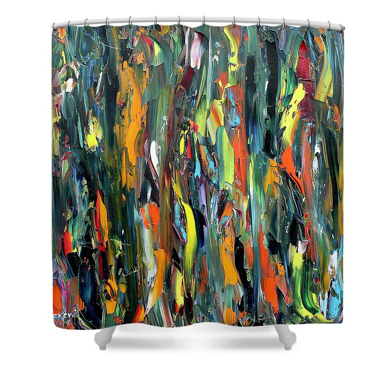 Abstract Shower Curtain featuring the painting In the Depths 3 by Teresa Moerer