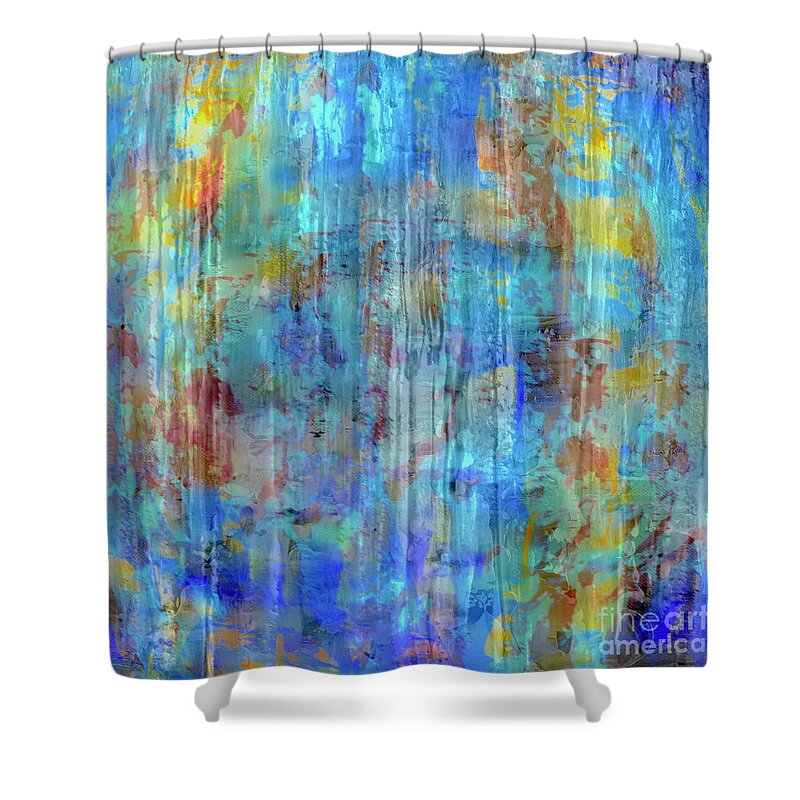 A-fine-art Shower Curtain featuring the painting In The Garden Of Shalom 9 by Catalina Walker