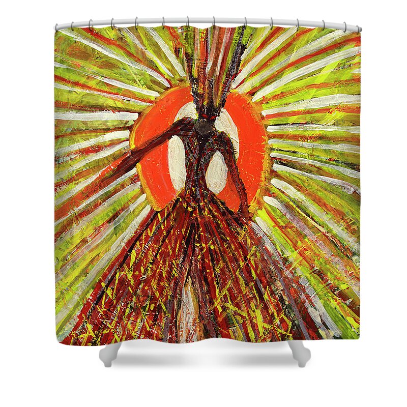 In The Sun Shower Curtain featuring the painting In the Light of the Sun by Tessa Evette