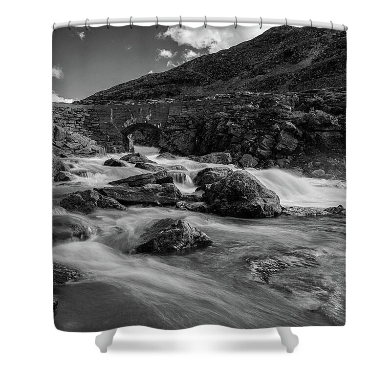 Landscape Shower Curtain featuring the photograph in the Scandinavian mountains by Andreas Levi
