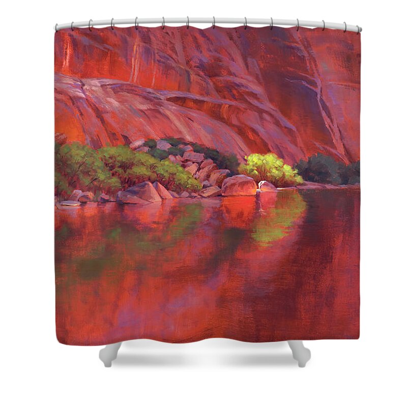 Grand Canyon Shower Curtain featuring the painting In the spotlight by Cody DeLong