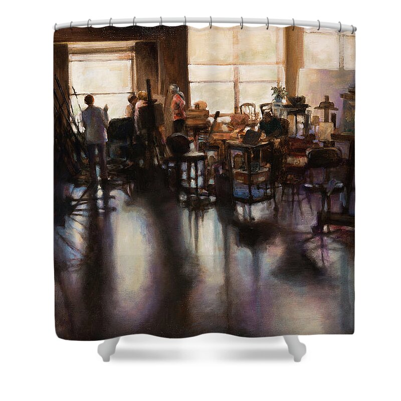 Studio Shower Curtain featuring the painting In The Studio by Carol Klingel
