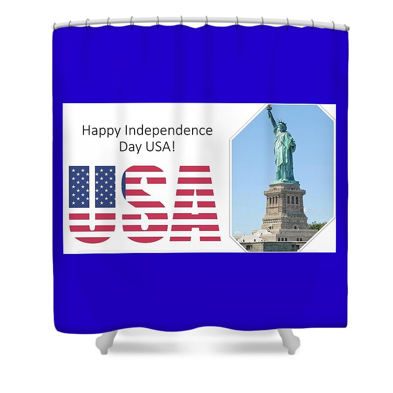 Usa Shower Curtain featuring the mixed media Independence Day USA by Nancy Ayanna Wyatt