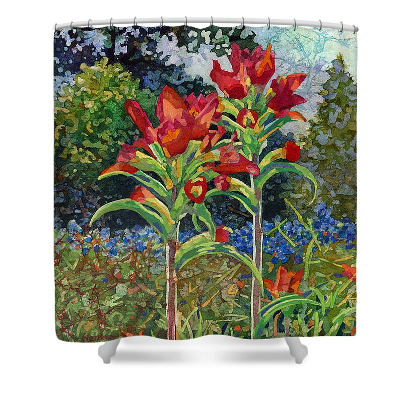 Wild Flower Shower Curtain featuring the painting Indian Spring by Hailey E Herrera