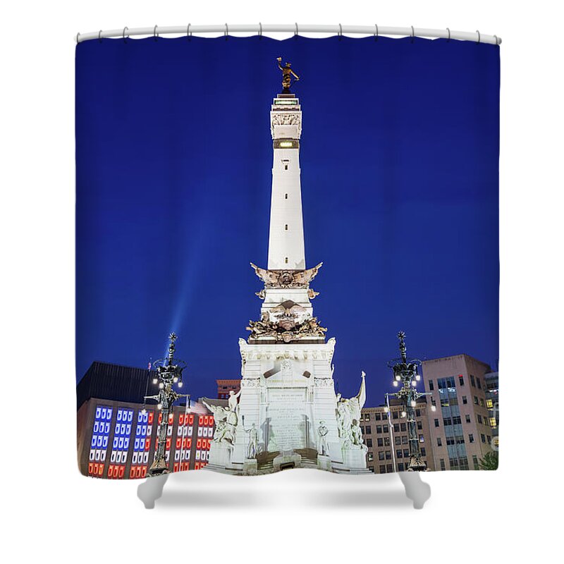 2015 Shower Curtain featuring the photograph Indianapolis Indiana Soldiers and Sailors Monument at Night Phot by Paul Velgos