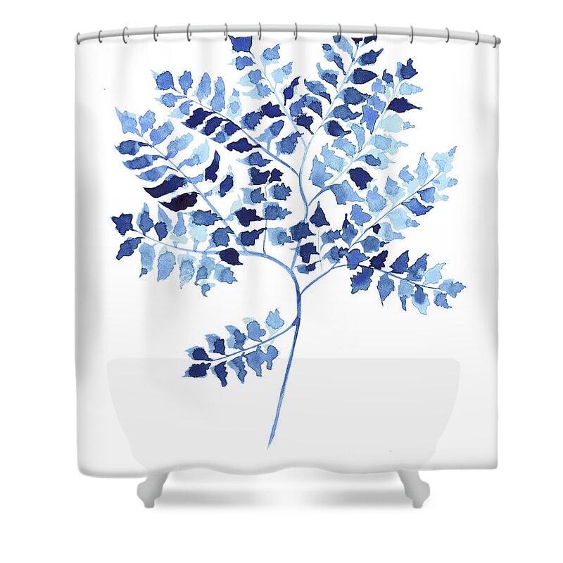 Indigo Shower Curtain featuring the painting Indigo Botanical 12 by Jean Plout