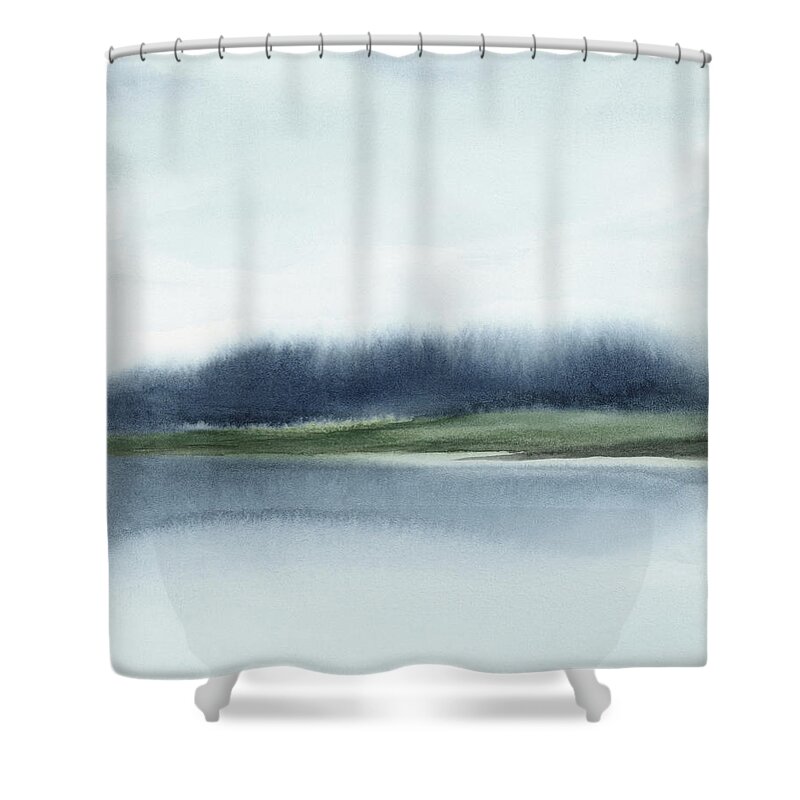 Navy Shower Curtain featuring the painting Indigo Forest II by Rachel Elise