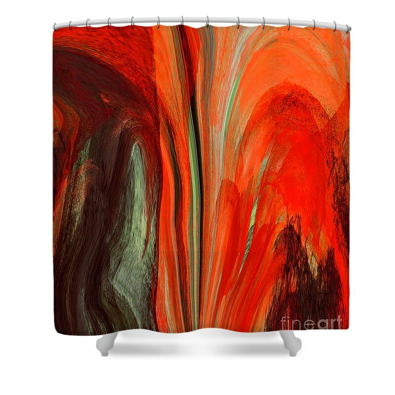 Vibrant Colourful Artwork Shower Curtain featuring the digital art Inferno by Elaine Hayward