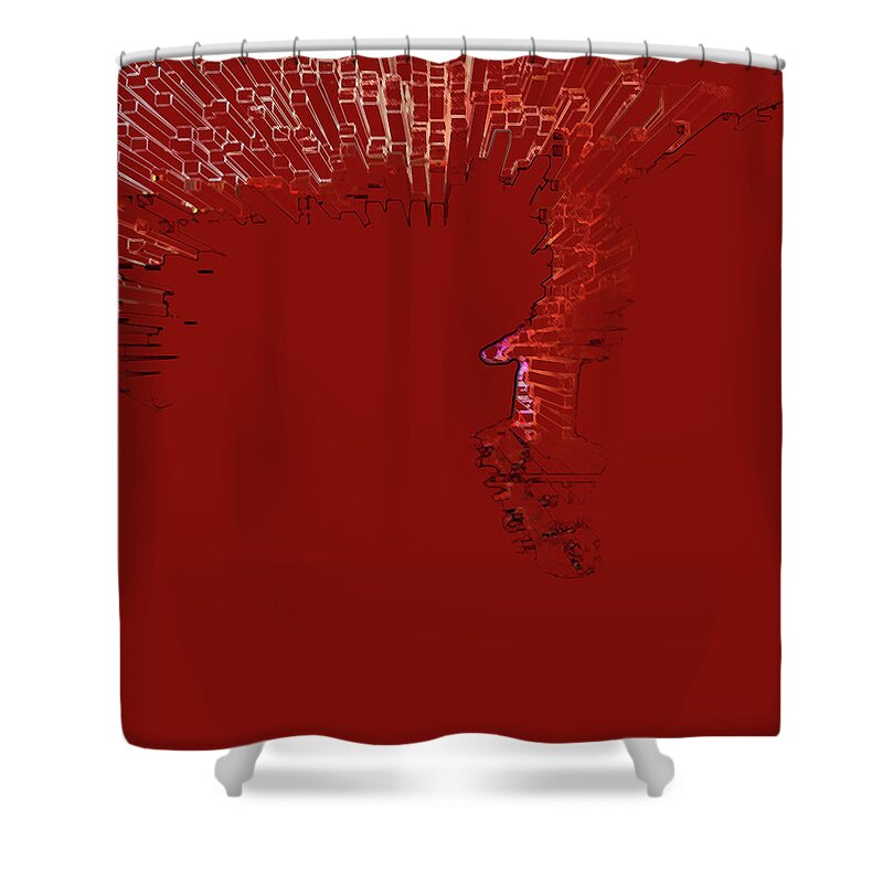Guitar Shower Curtain featuring the digital art Inferno In Red #2 by Ken Walker