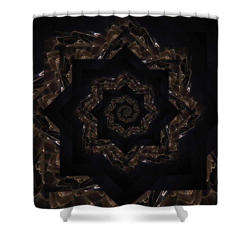 Grid Shower Curtain featuring the digital art Infinity Tunnel Star Eagle Feathers by Pelo Blanco Photo
