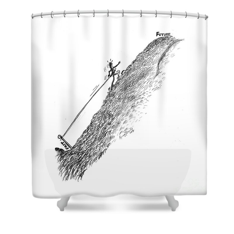 Past Shower Curtain featuring the painting Inhibiting Future Past by Remy Francis