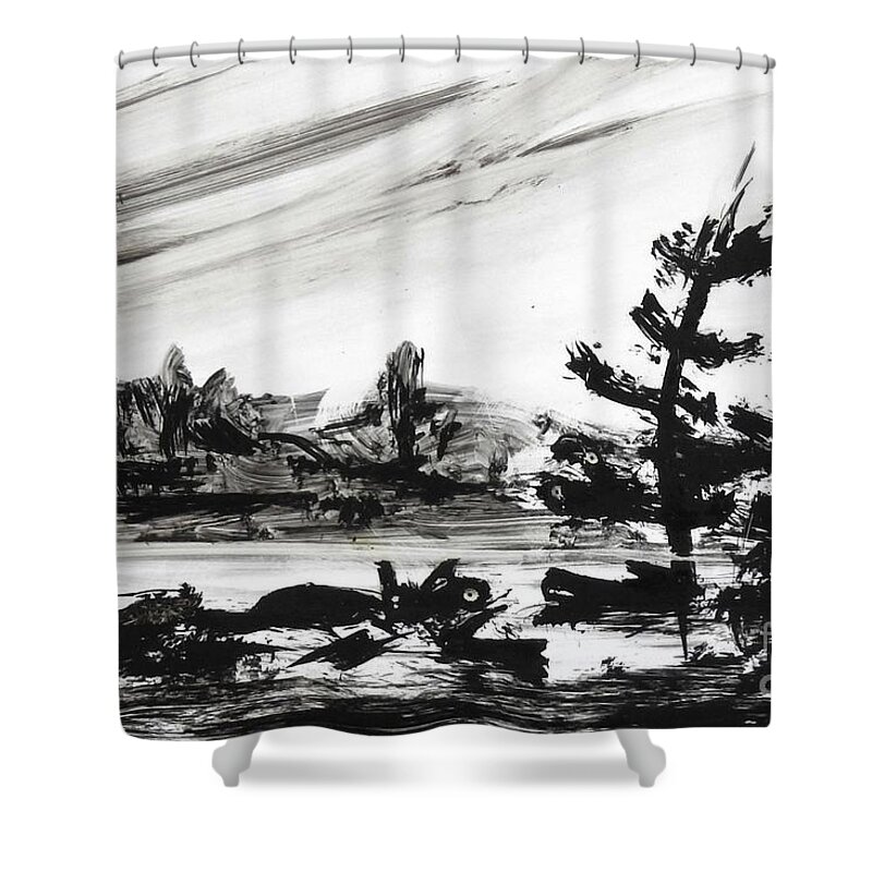 India Ink Shower Curtain featuring the painting Ink Pochade 40 by Petra Burgmann