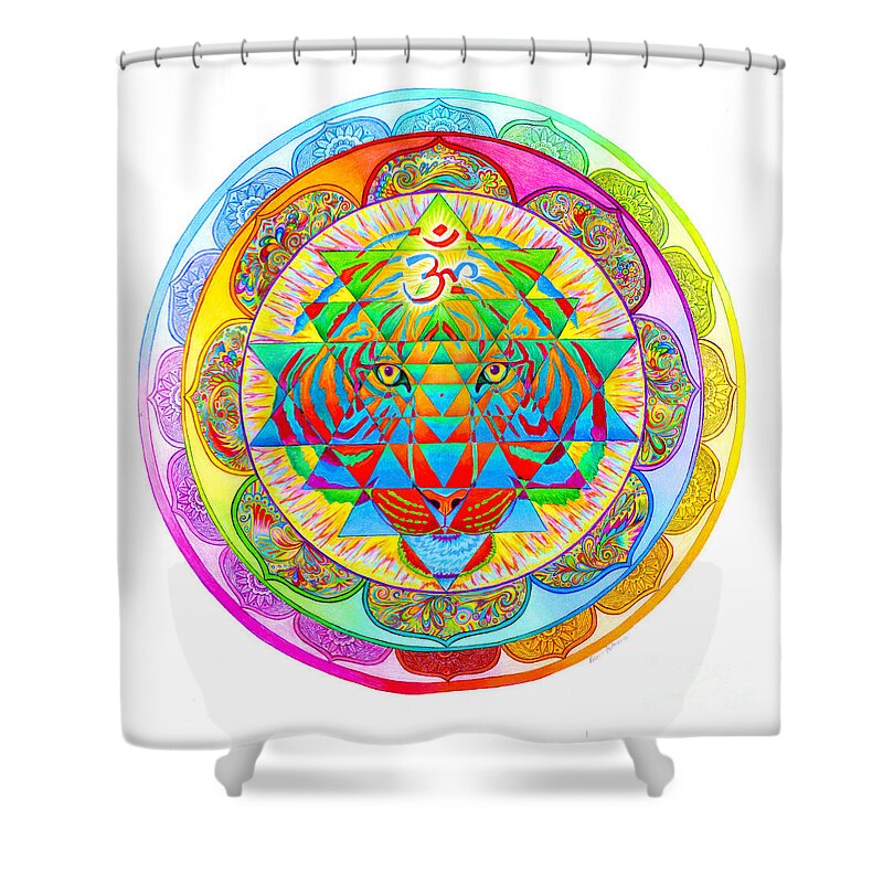 Psychedelic Shower Curtain featuring the drawing Inner Strength by Rebecca Wang