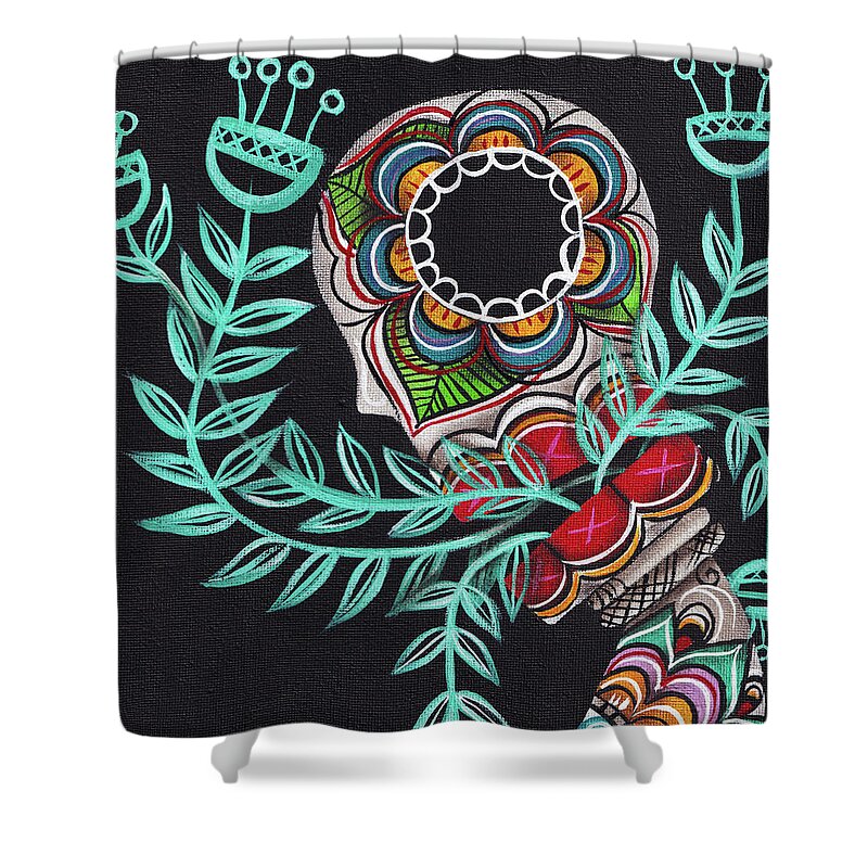 Day Of The Dead Shower Curtain featuring the painting Innermost by Abril Andrade