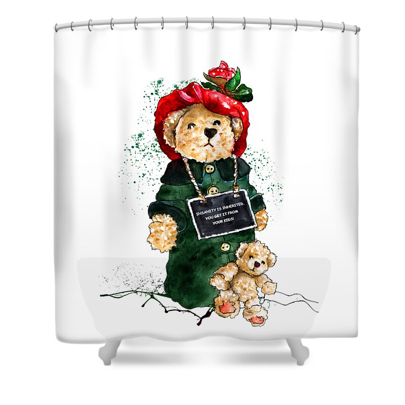 Bear Shower Curtain featuring the painting Insanity Is Inherited by Miki De Goodaboom