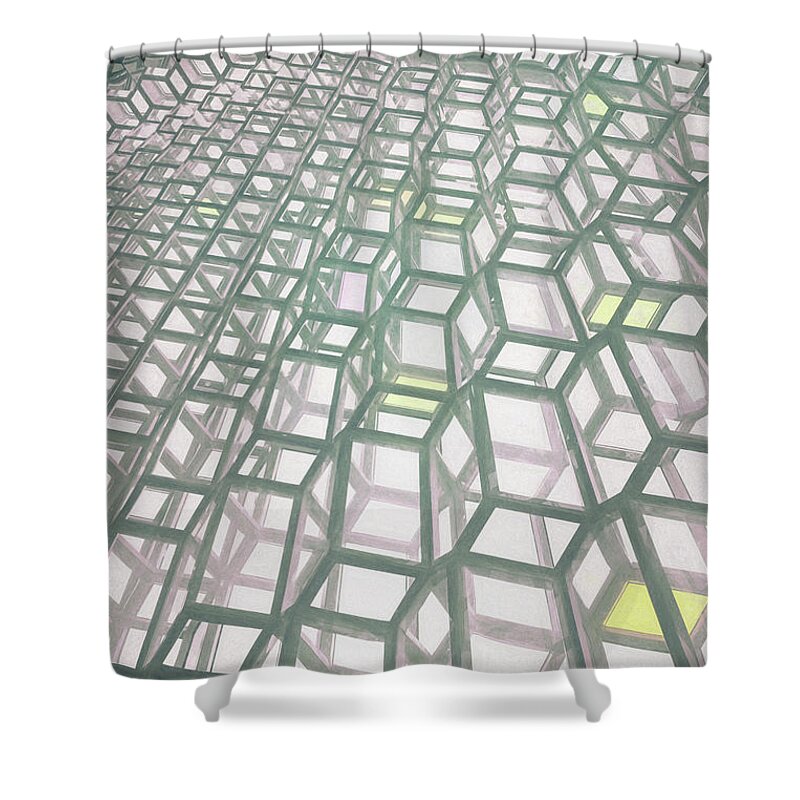 Iceland Shower Curtain featuring the photograph Inside Harpa Reykjavik Iceland by Joan Carroll
