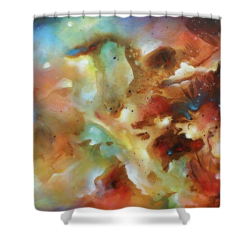 Abstract Shower Curtain featuring the painting Outside In by Michael Lang