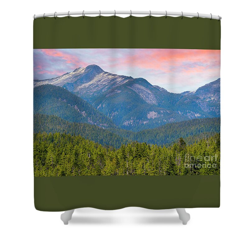 Sunrise Shower Curtain featuring the photograph Inside Passage in Alaska overlooking the vast mountain landscape by Gunther Allen