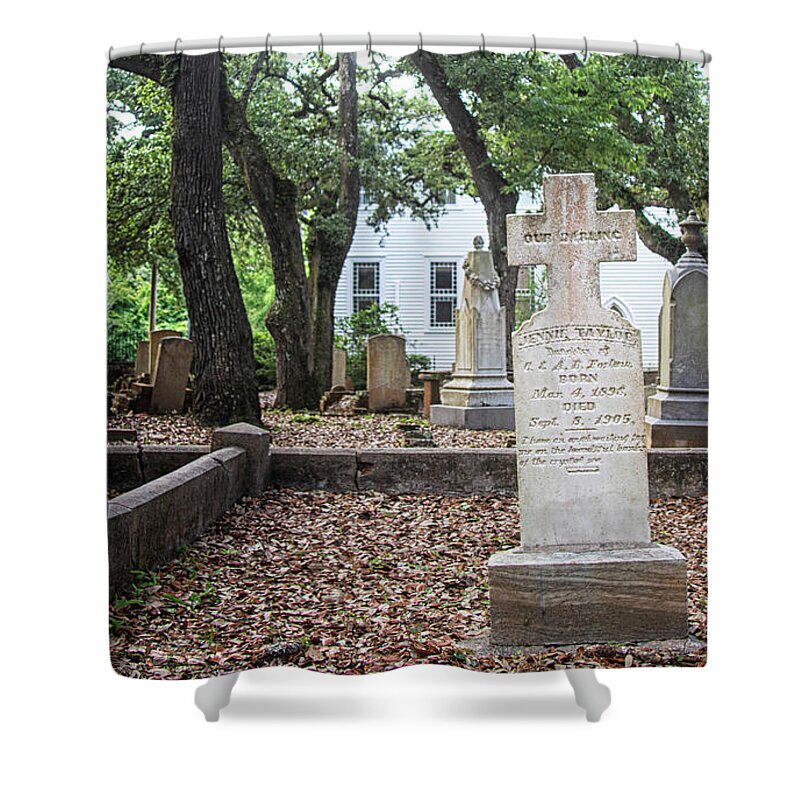 Old Burying Ground Shower Curtain featuring the photograph Inside the Old Burying Ground - Beaufort North Carolina by Bob Decker