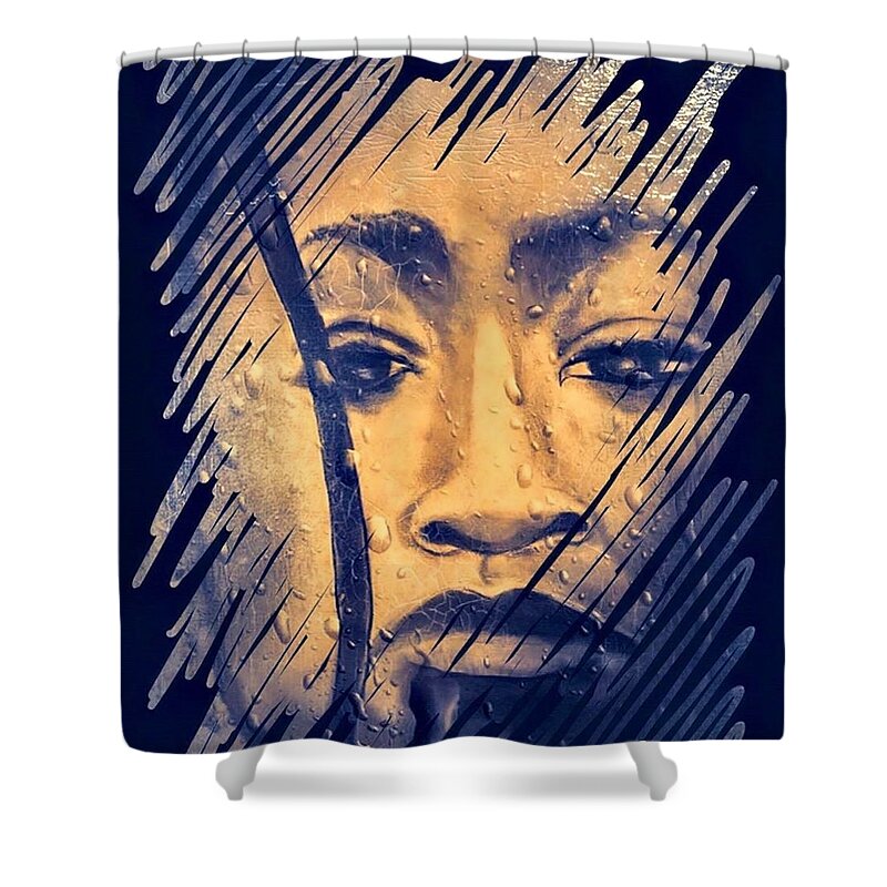 Shower Curtain featuring the drawing Intensity by Angie ONeal