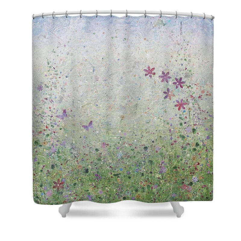 Acrylic Shower Curtain featuring the painting Into the Garden by Brenda O'Quin
