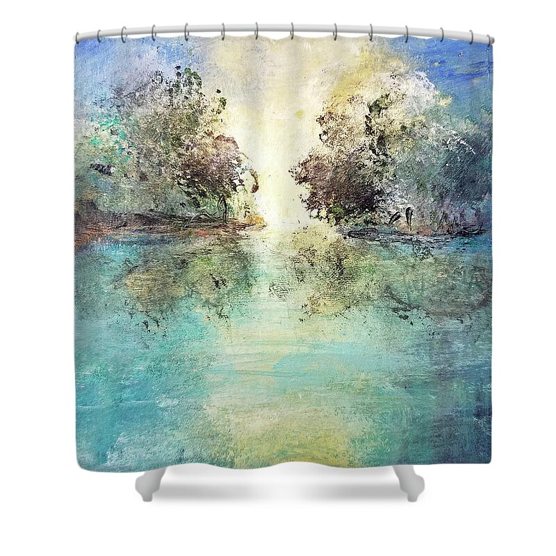 Abstract Shower Curtain featuring the painting Into the Light by Sharon Williams Eng