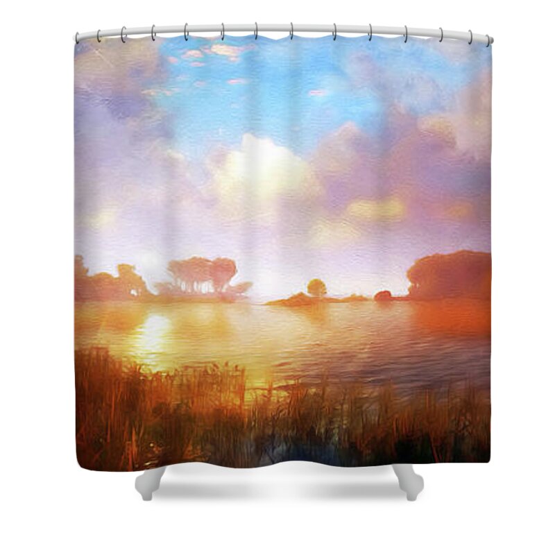 Magical Valley Shower Curtain featuring the painting Into the Wild - 37 by AM FineArtPrints