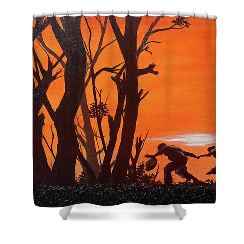 Wood Shower Curtain featuring the painting Into the wood by Jerome White