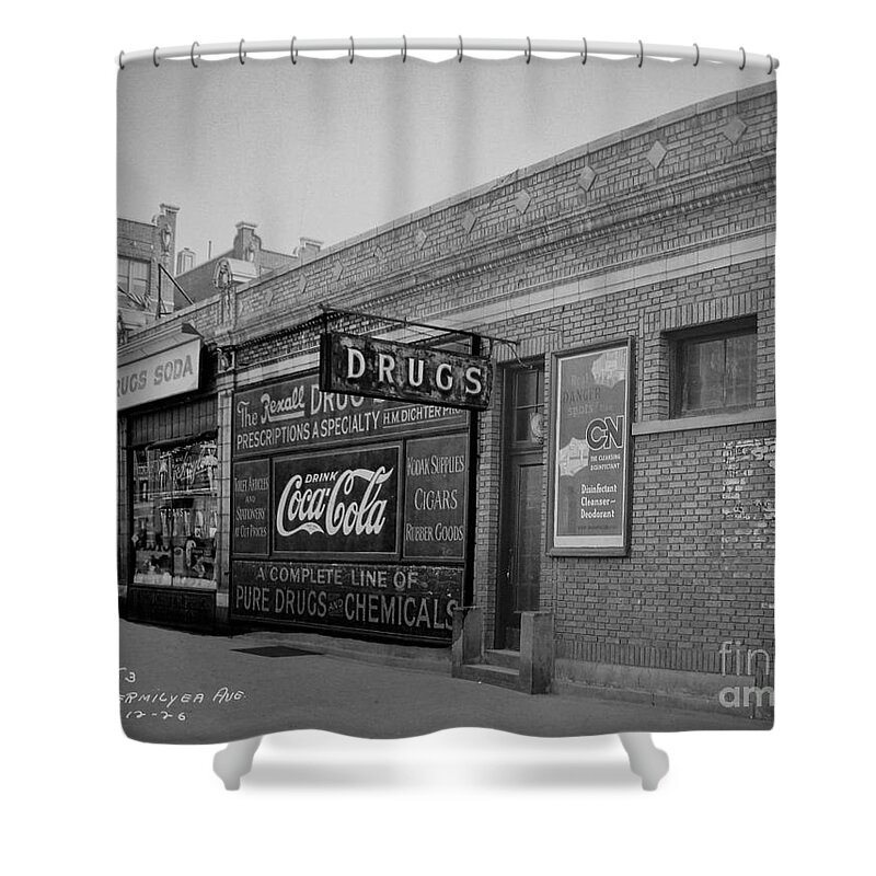 1926 Shower Curtain featuring the photograph Inwood Pharmacy by Cole Thompson