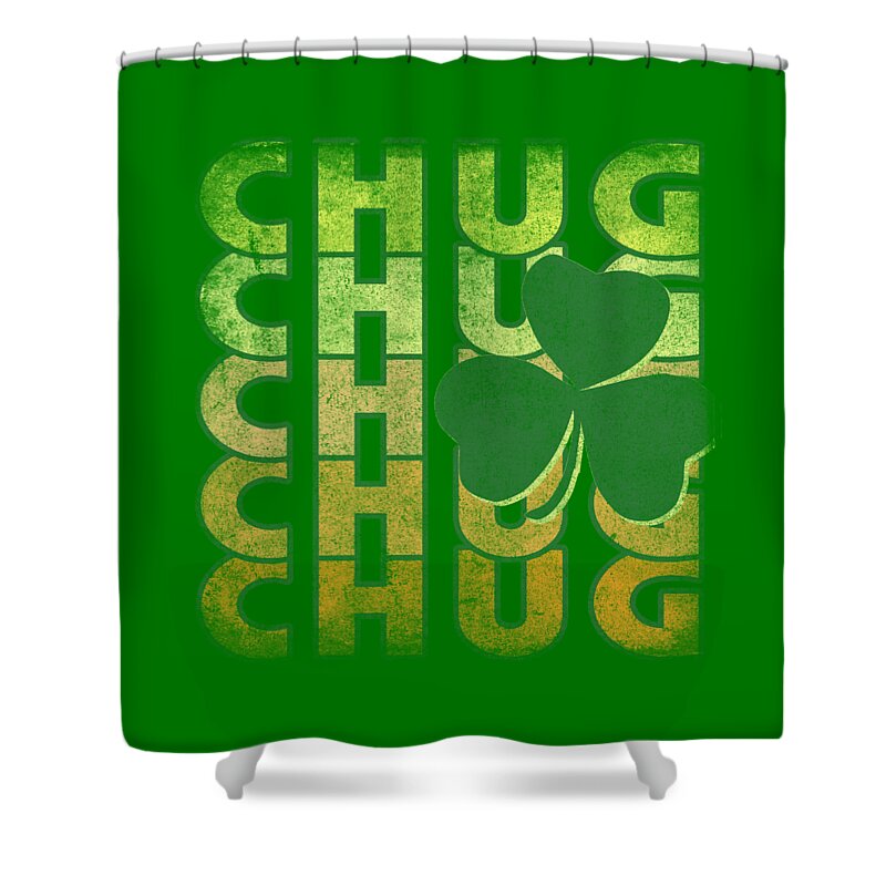 Funny Shower Curtain featuring the digital art Irish Chug Retro by Flippin Sweet Gear