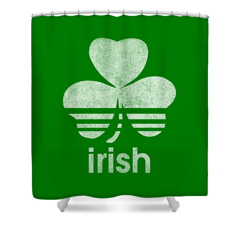 Funny Shower Curtain featuring the digital art Irish Logo Retro by Flippin Sweet Gear