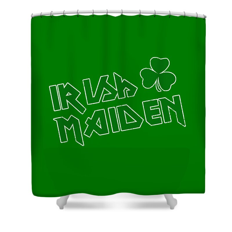 Funny Shower Curtain featuring the digital art Irish Maiden Retro by Flippin Sweet Gear