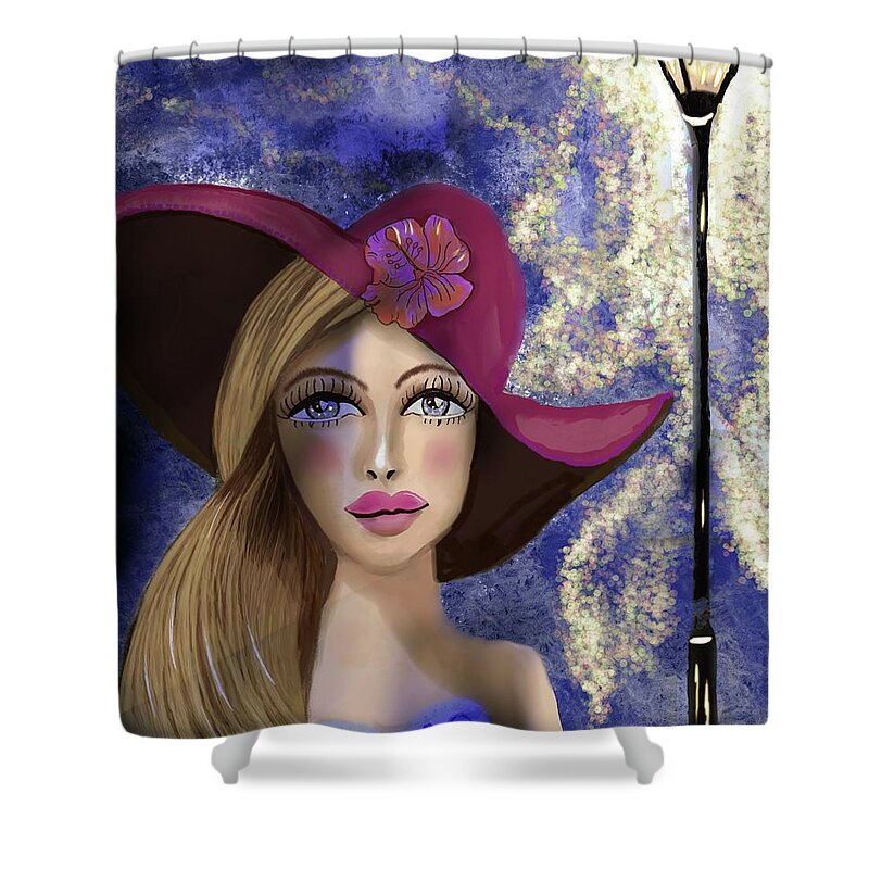 Whimsical Illustrations Shower Curtain featuring the mixed media Isabella by Lorie Fossa