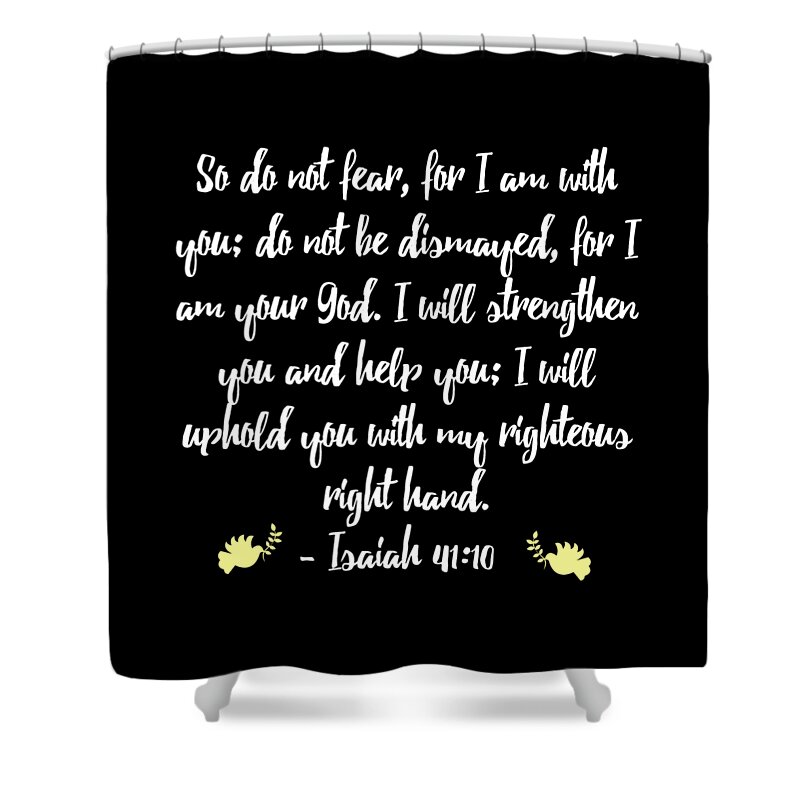 Funny Shower Curtain featuring the digital art Isaiah 4110 Bible by Flippin Sweet Gear