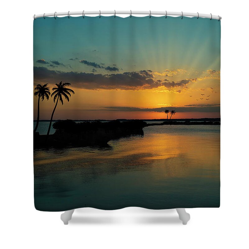 Composite Shower Curtain featuring the photograph Islands in the Stream by Randall Allen