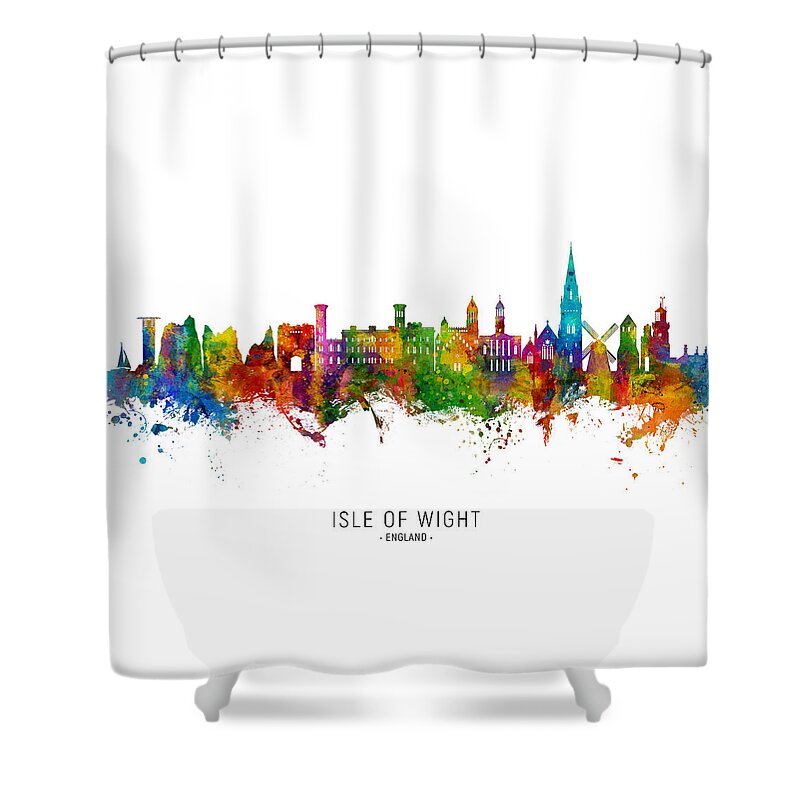 Isle Of Wight Shower Curtain featuring the digital art Isle of Wight England Skyline #64 by Michael Tompsett
