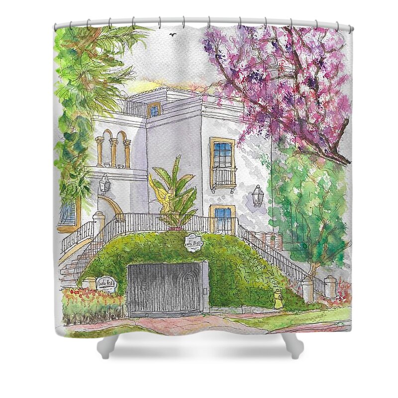 Isola Bella Townhouses Shower Curtain featuring the painting Isola Bella Townhouses, West Hollywood, California by Carlos G Groppa