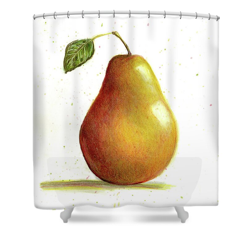 Pear Shower Curtain featuring the drawing It Ain't Easy Being Tasty by Shana Rowe Jackson