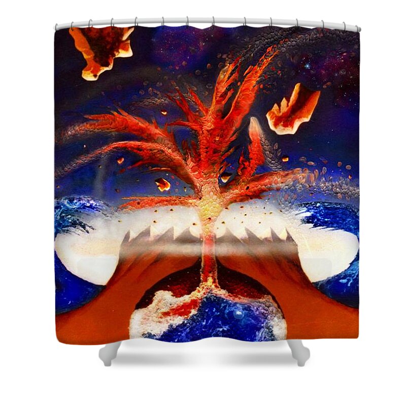 Painting Shower Curtain featuring the painting It Begins by David Neace CPX