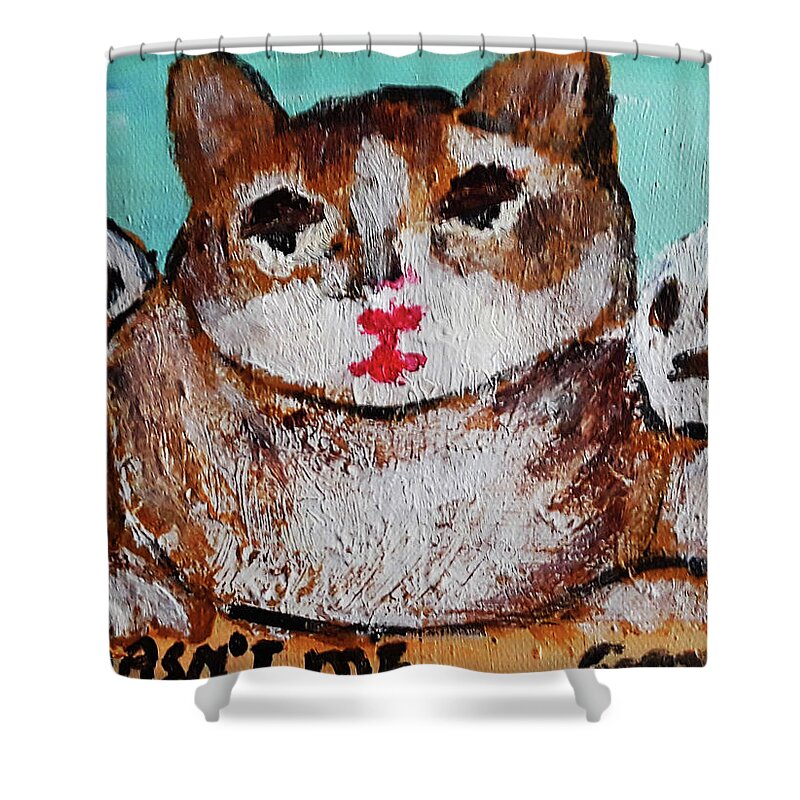 Cat Shower Curtain featuring the painting It wasnt Me by Gabby Tary